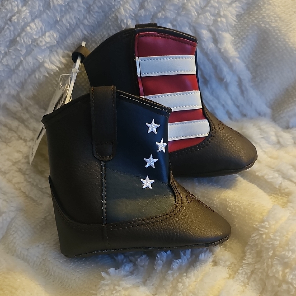 Rising Star Patriotic Black and Red Kids Boots
